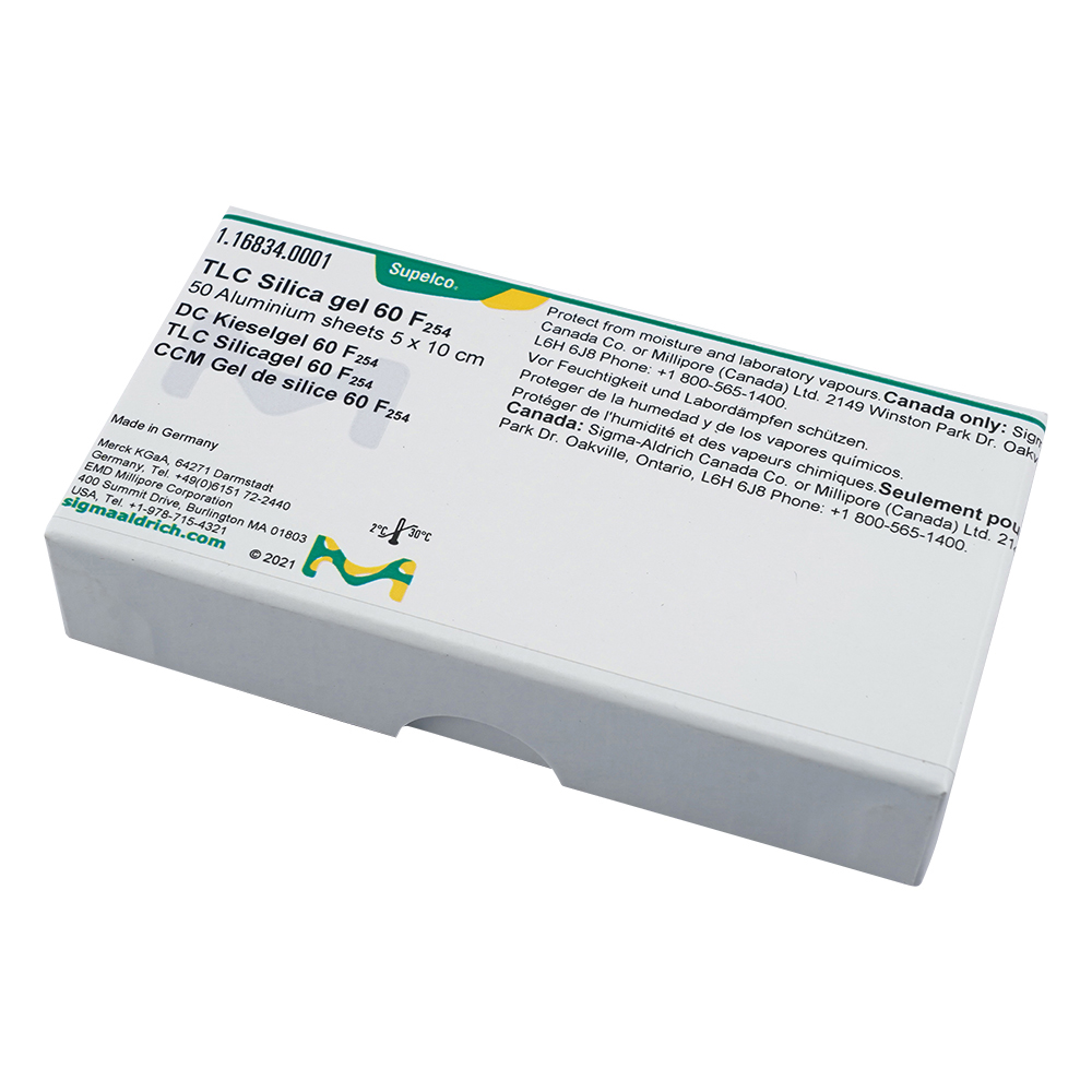 未修飾TLCプレート（蛍光指示薬F254） 50×100 アルミ 1箱（50枚入） 1.16834.0001