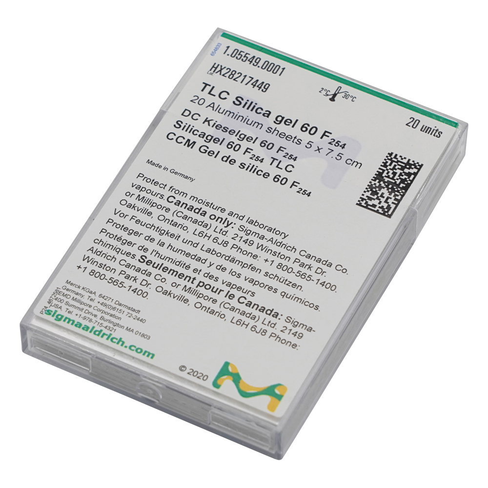 未修飾TLCプレート（蛍光指示薬F254） 50×75 アルミ 1箱（20枚入） 1.05549.0001