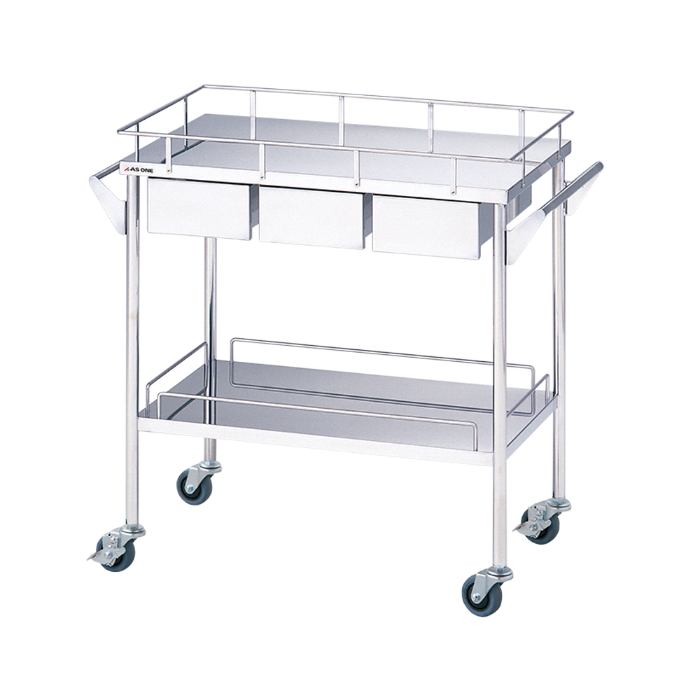 ステンレスグリーンカート SW-2HS（静音タイプ） 2段 引出付（3個） 870×450×835mm