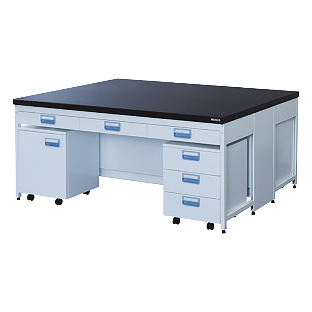 中央実験台 スチールタイプ・吊り引出し・ワゴン付き 1800×1500×800mm EAB-1815K