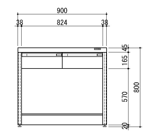 サイド実験台 ホワイト天板・フレームタイプ 900×750×800 HTO-975W