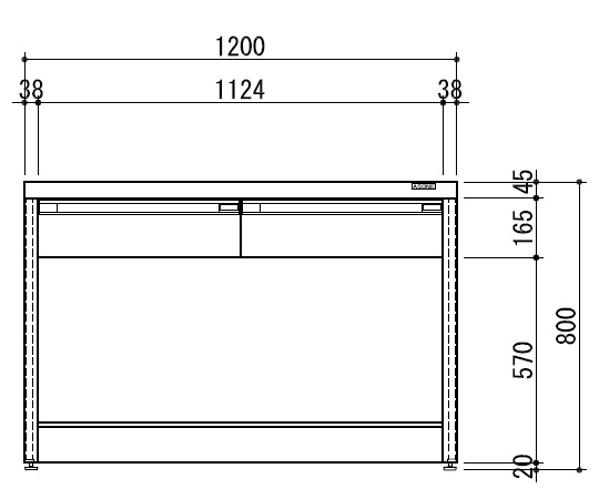 サイド実験台 ホワイト天板・フレームタイプ 1200×900×800 HTO-1290W