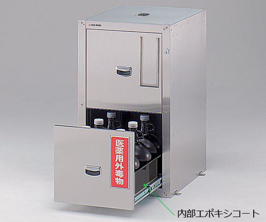 セフティキャビネット ガロン瓶用 庫内エポキシコーティング 455×600×800mm GF-3BE