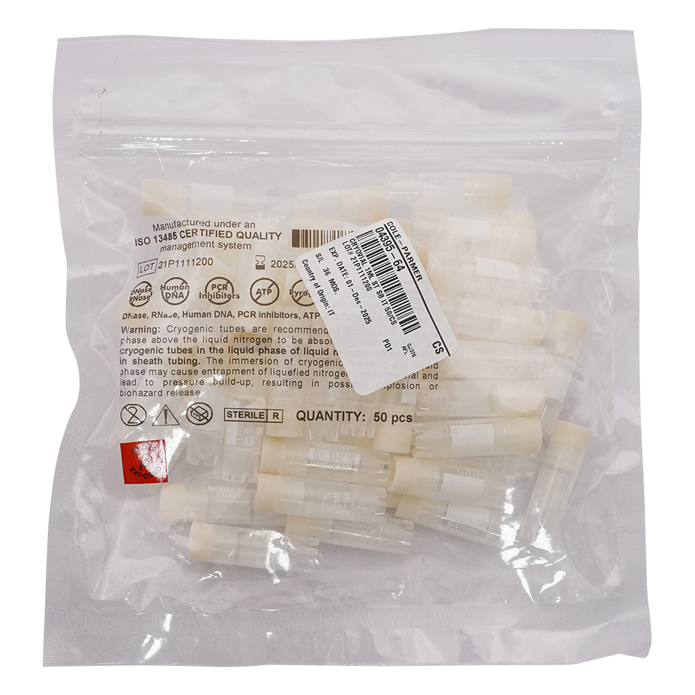 クライオバイアル 内ねじキャップ 1ml 自立式 1箱（50個入） 04395-64
