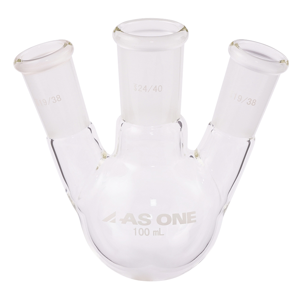 三つ口フラスコ 100 側管摺合 19/38 FG3-012440-2