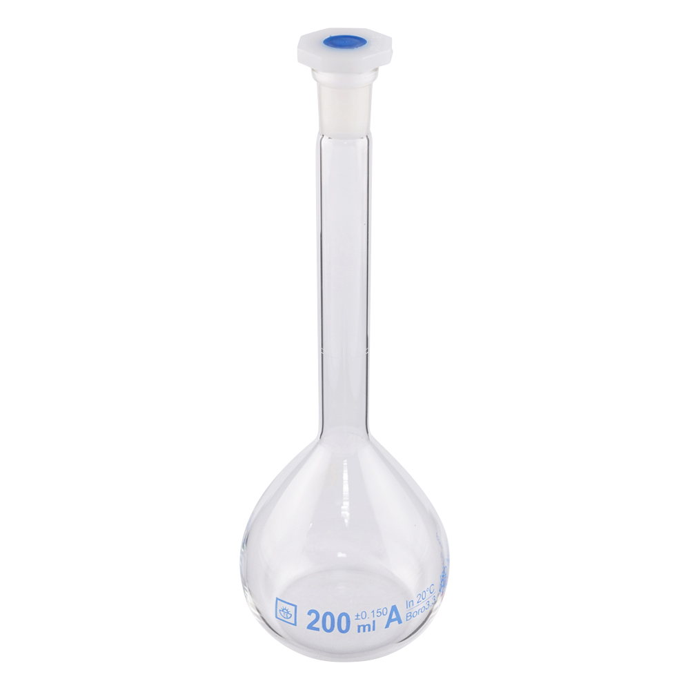 メスフラスコ樹脂栓付き 200mL