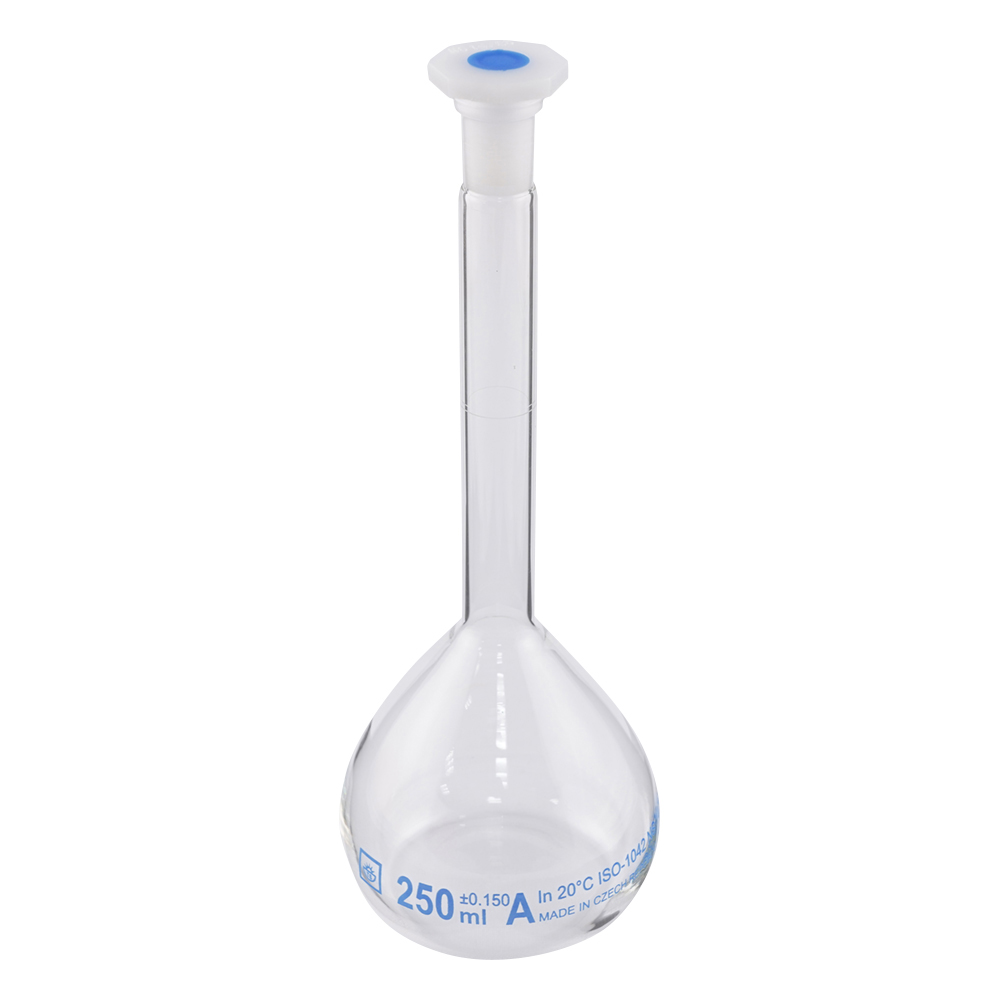 メスフラスコ樹脂栓付き 250mL
