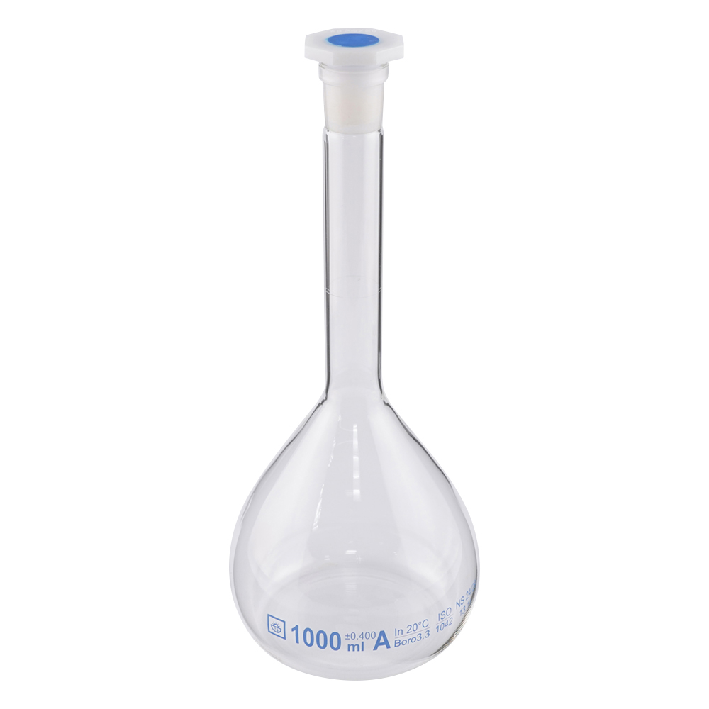 メスフラスコ樹脂栓付き 1000mL