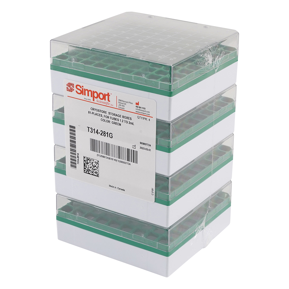 クライオストレージボックス Cryostore（TM） 緑 4個入 T314-281G
