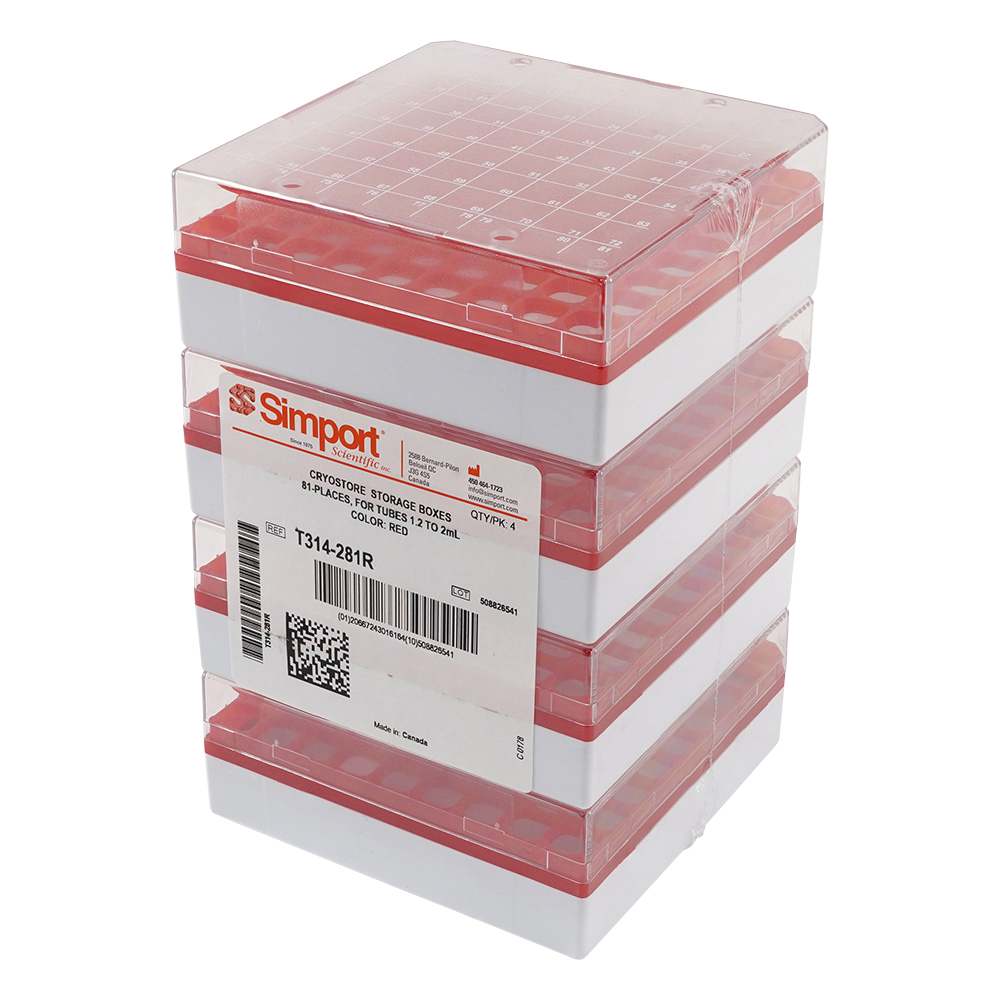 クライオストレージボックス Cryostore（TM） 赤 4個入 T314-281R