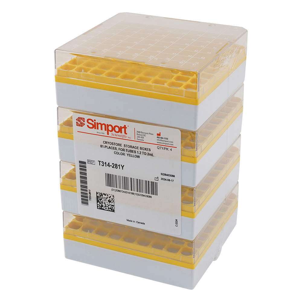 クライオストレージボックス Cryostore（TM） 黄 4個入 T314-281Y