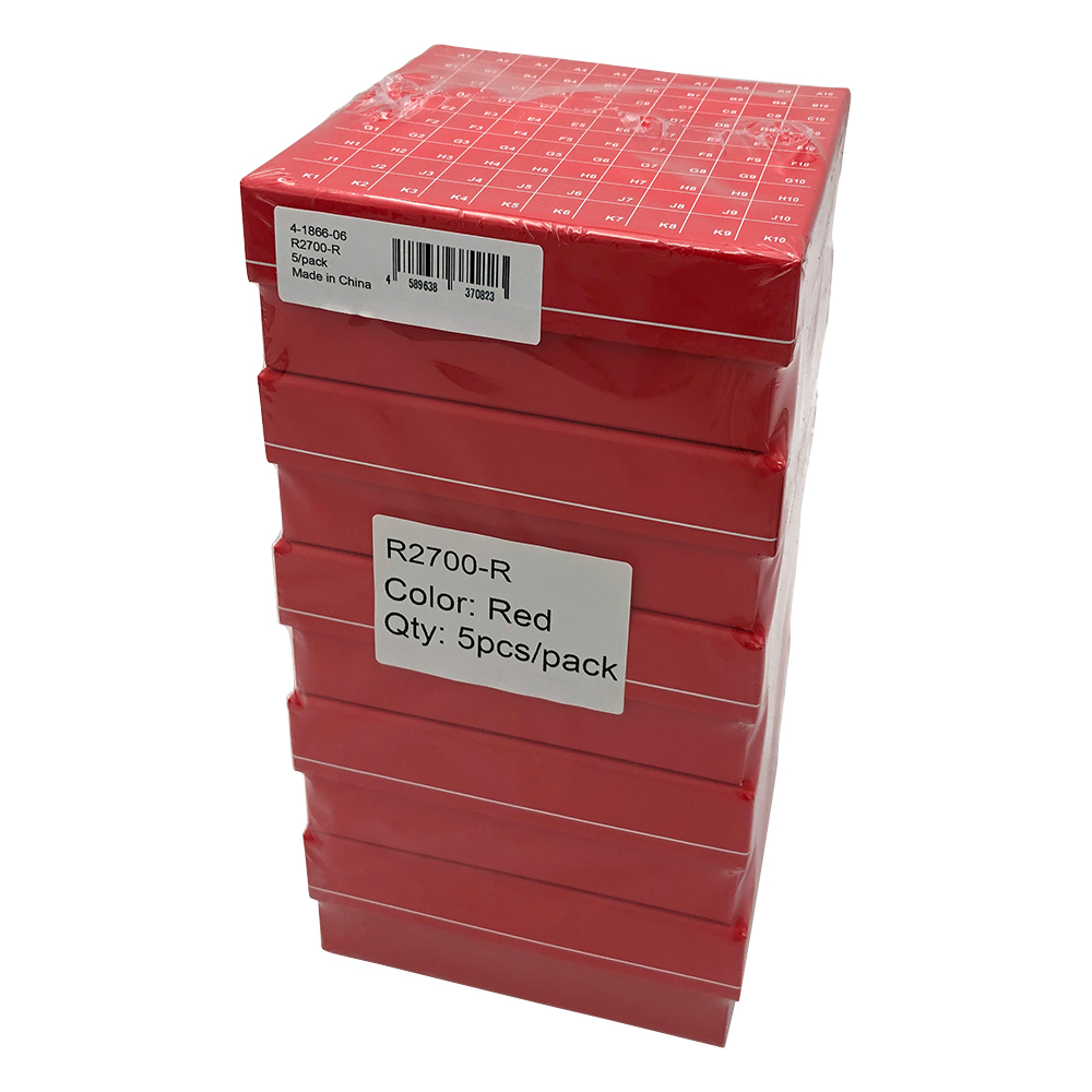 ヒンジ開閉フリーザーボックス（10×10） 赤 5個入 R2700-R