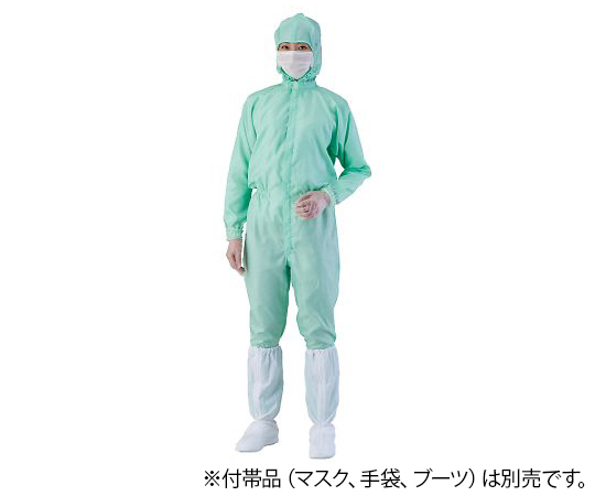 異物混入対策フード一体ツナギ服（AS1403 男女兼用） グリーン 3L