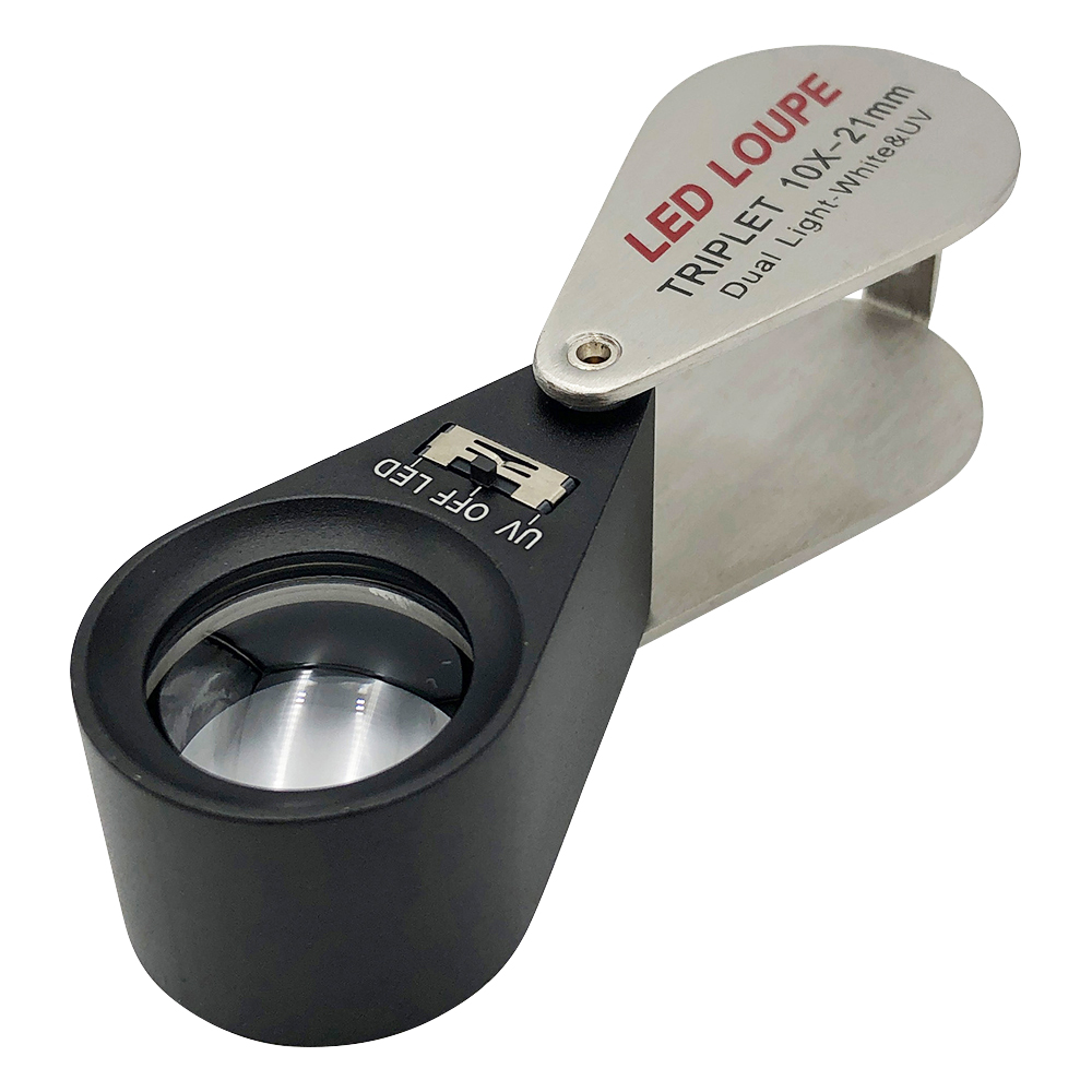 LEDライト付繰り出しルーペ 10× 白色LED/UV LED MG7802-10