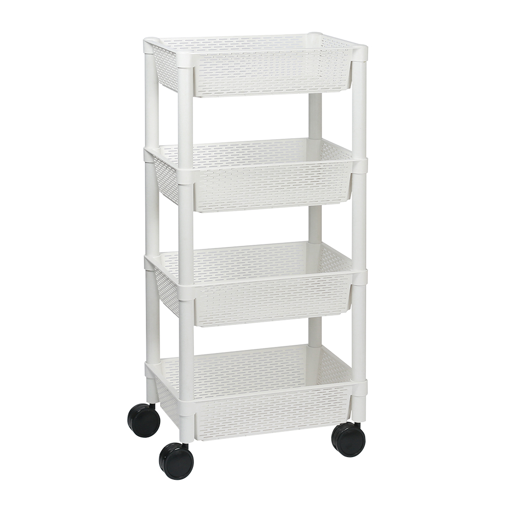 プラスチックカゴワゴン 4段 DB04-WH