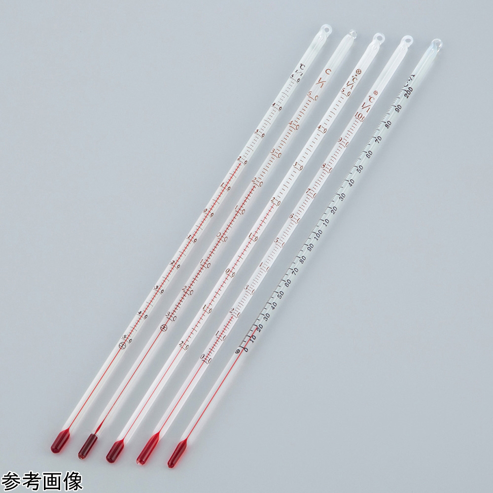 赤液棒状温度計　－２０～１０５℃　成績書付き