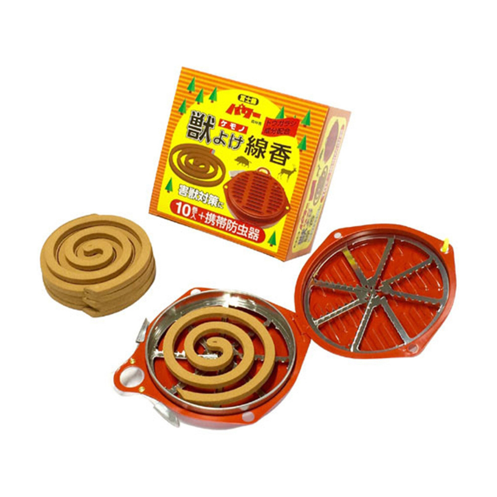 防虫・防獣線香　獣よけ線香１０巻＋携帯防虫器セット