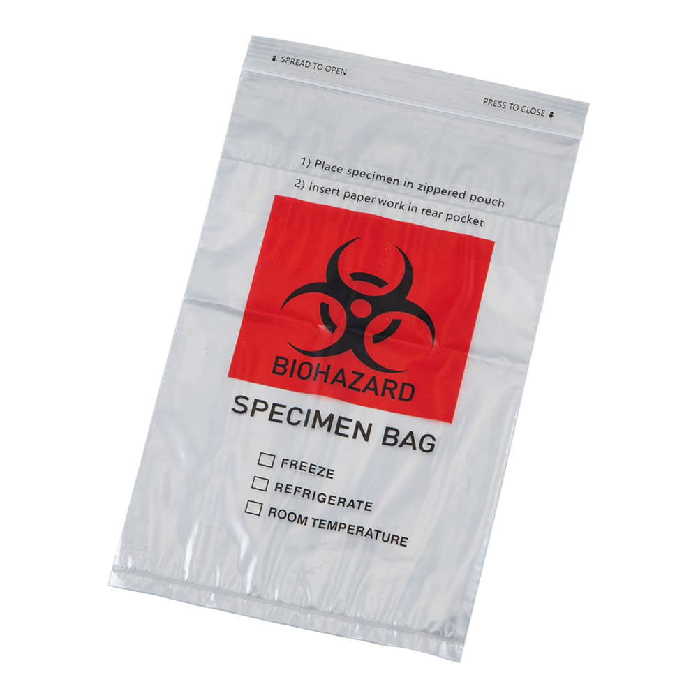 検体バック バイオハザードマーク付き 150×250mm 100枚入 AYB1525
