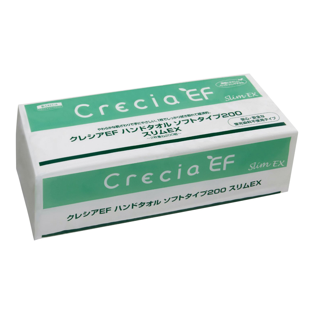 クレシアEFハンドタオルスリムEX 2枚重ね 170×218mm 1ケース（200組/袋×36袋入） 37030