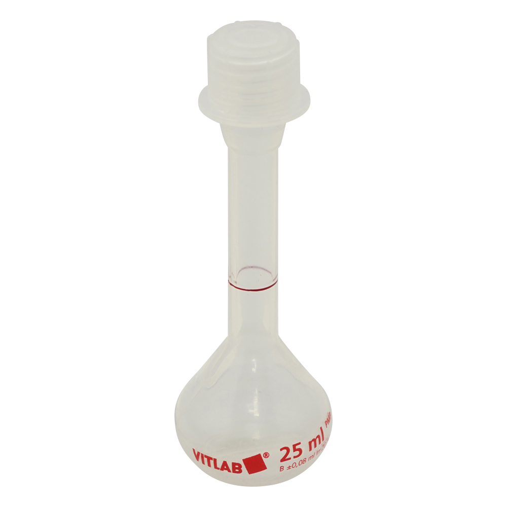 EMユーロPMPメスフラスコ（キャップ付き） 透明 25mL 671895