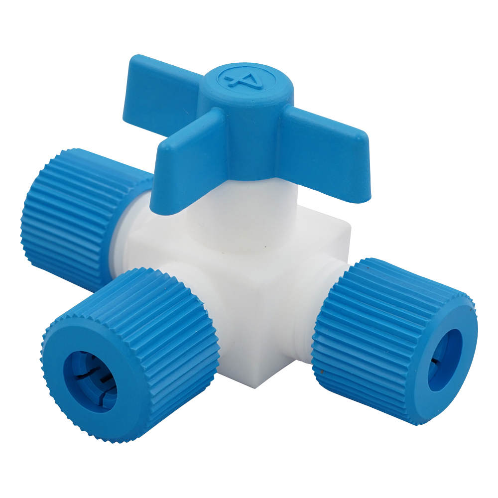 フッ素樹脂製三方コック（ロック締め） 016.1304.2