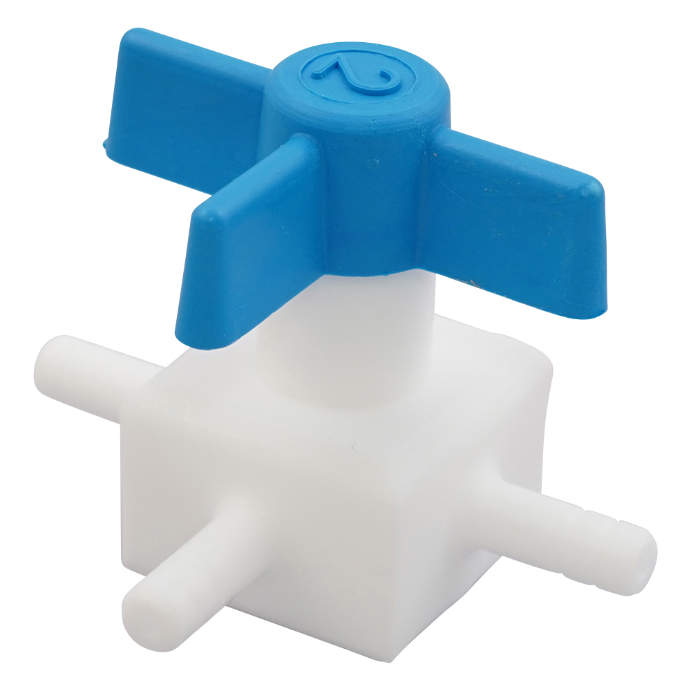 フッ素樹脂製三方コック（差し込み止） 016.802.2