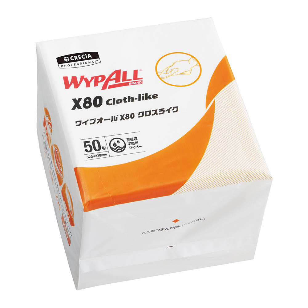 ワイプオールX80 クロスライク 4つ折りタイプ・白 50枚×12袋 60585