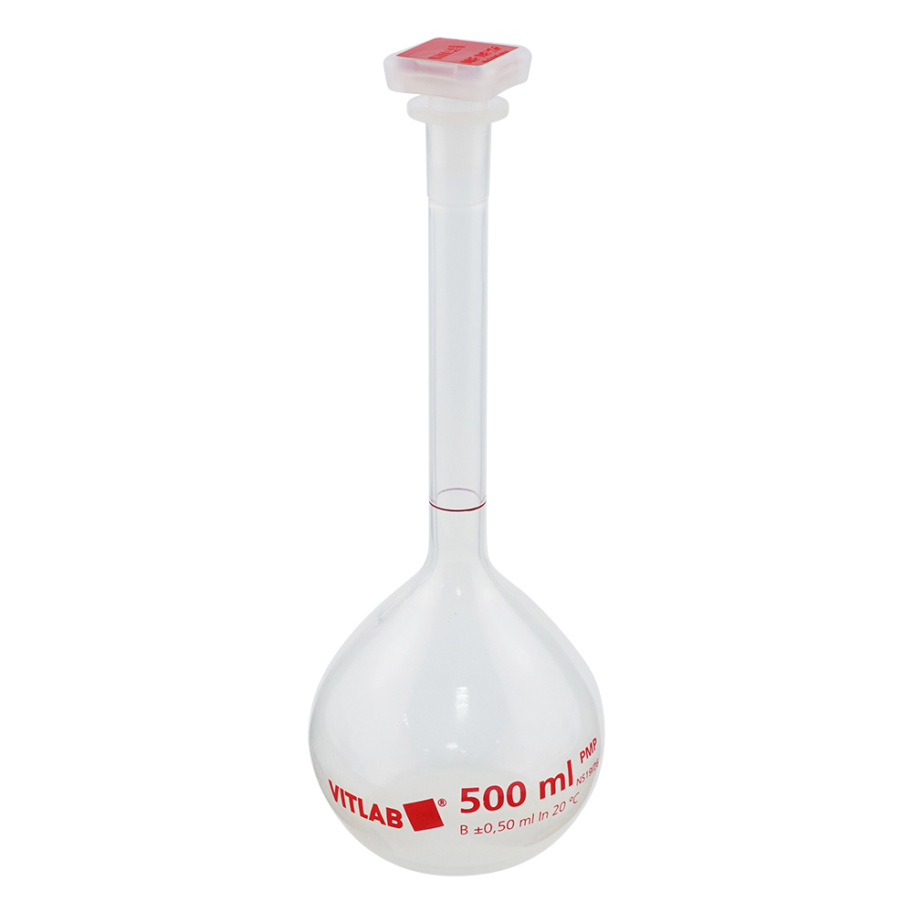 EMユーロPMPメスフラスコ（PP栓付き） 500mL 67595