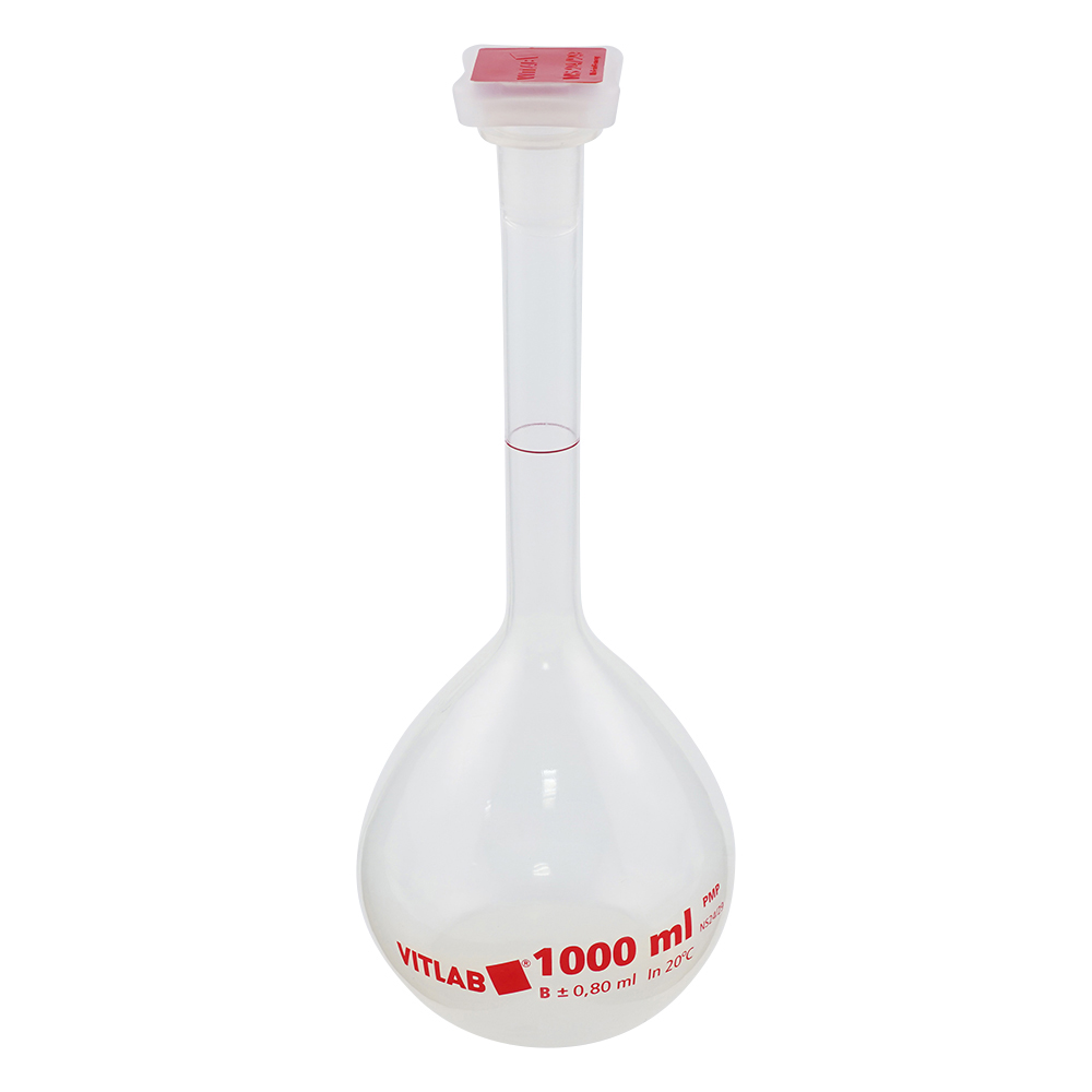 EMユーロPMPメスフラスコ（PP栓付き） 1000mL 67695