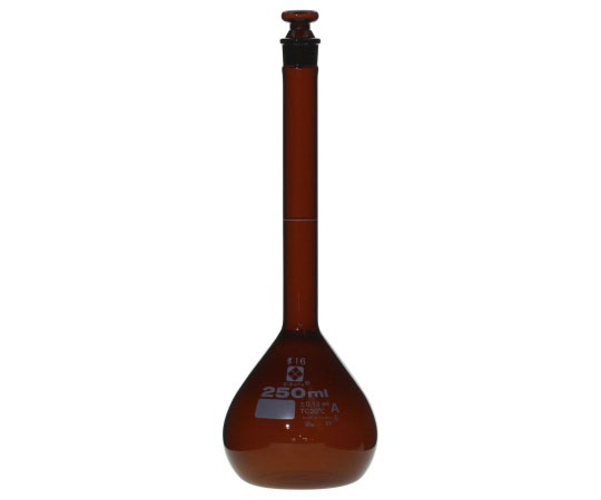 メスフラスコ　茶　250mL　スーパーグレード　JCSS校正付