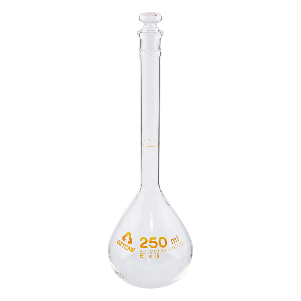 透明摺りメスフラスコ（硬質ガラス製） 白 250mL
