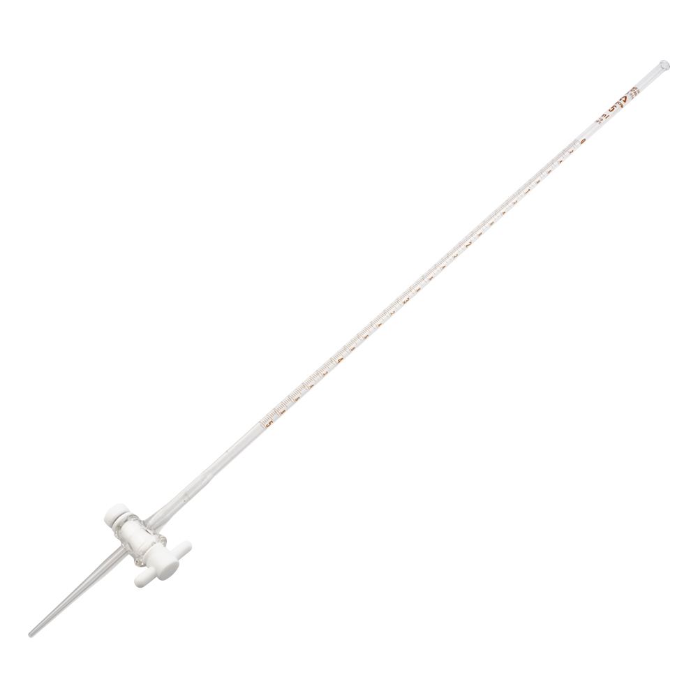 ビュレット硼珪酸ガラス製 PTFE活栓付 白 5mL