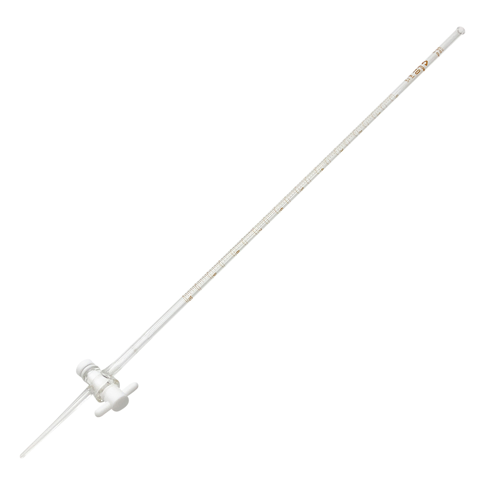 ビュレット硼珪酸ガラス製 PTFE活栓付 白 10mL