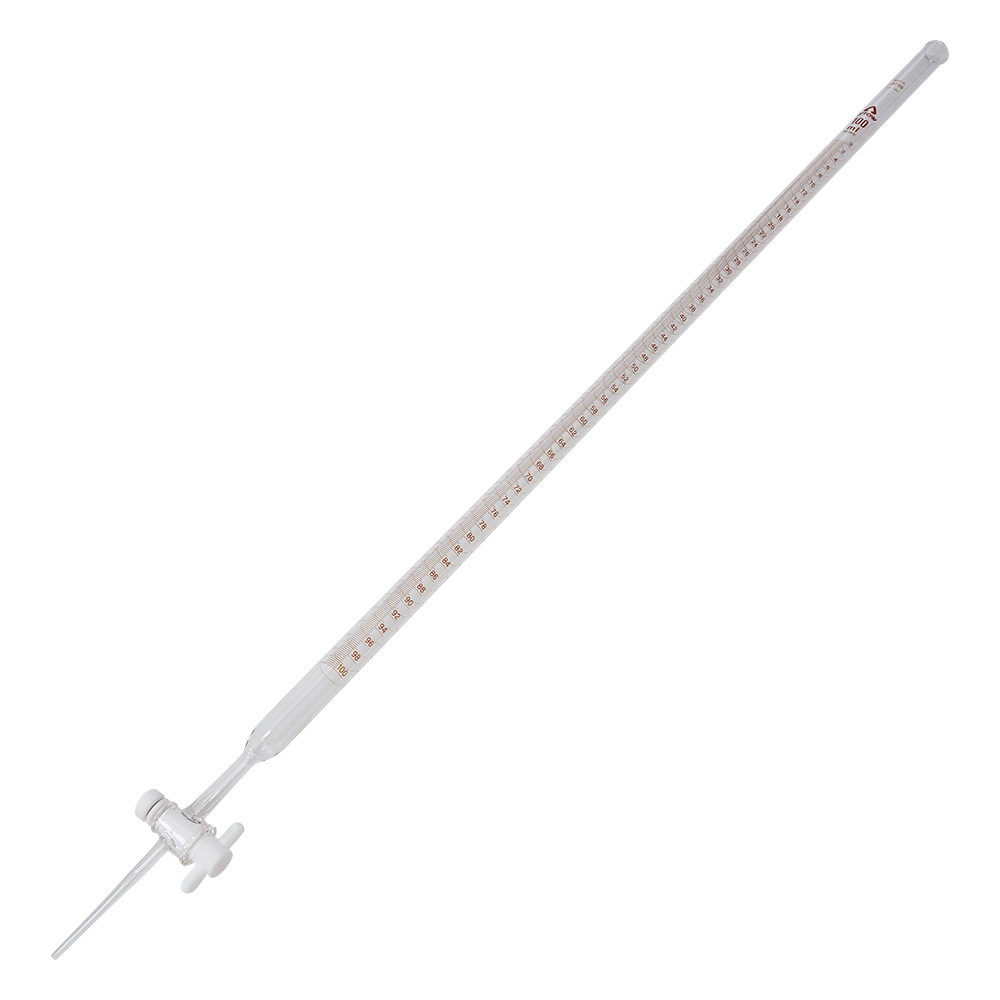 ビュレット硼珪酸ガラス製 PTFE活栓付 白 100mL