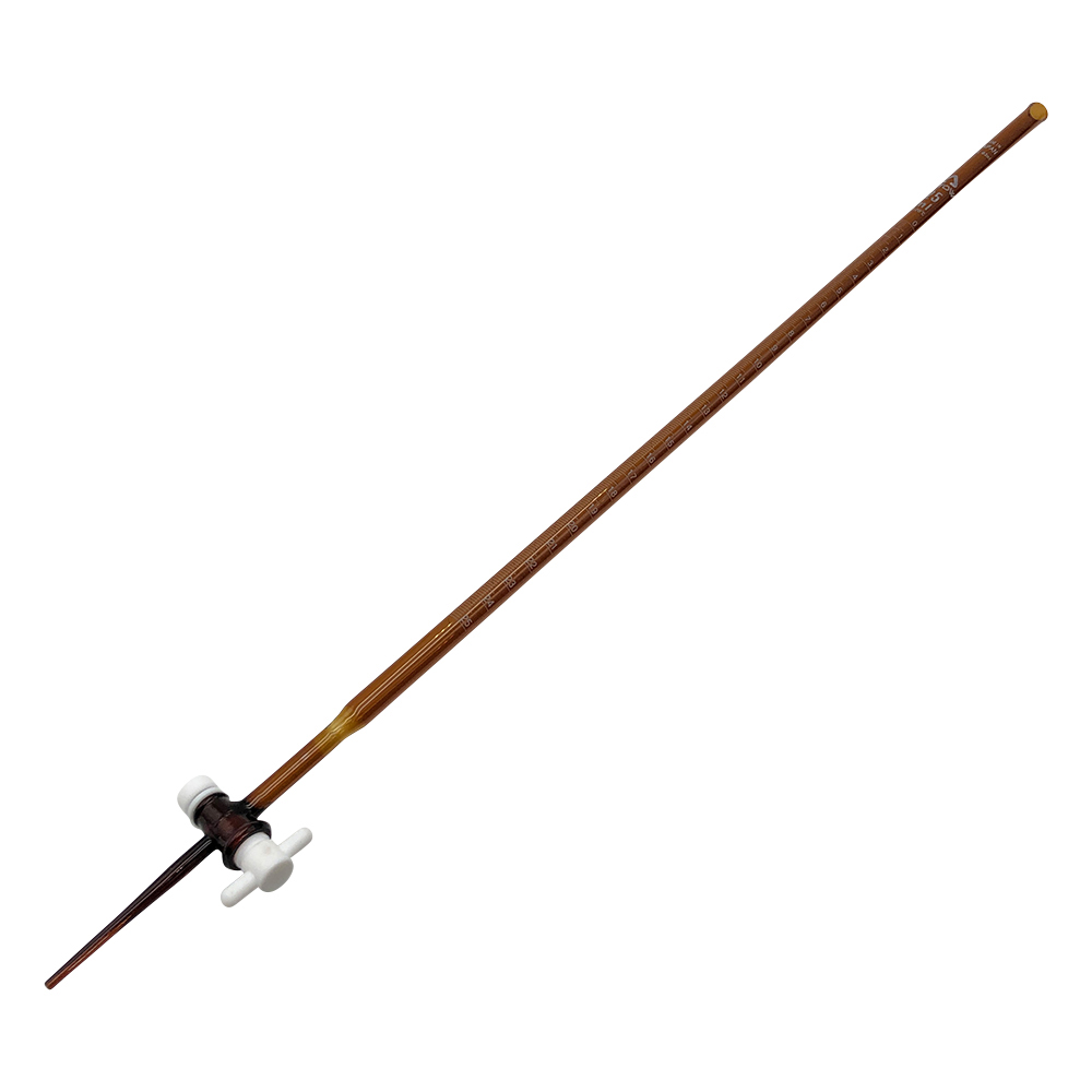 ビュレット硼珪酸ガラス製 PTFE活栓付 茶褐色 25mL