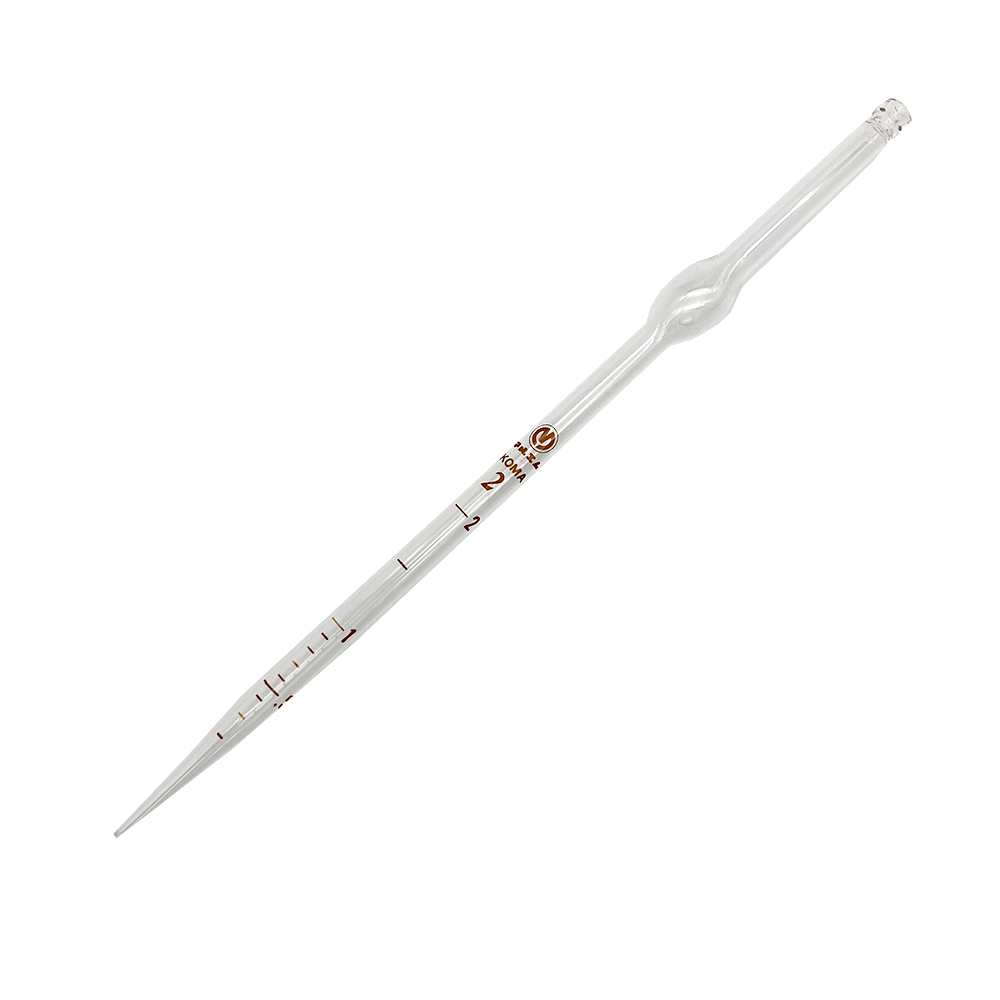 駒込ピペット（見やすい印刷目盛・硬質ガラス製） 2mL　10本入 0801-02