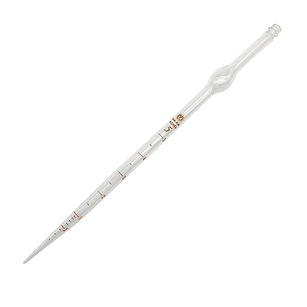 駒込ピペット（見やすい印刷目盛・硬質ガラス製） 5mL　10本入 0801-04