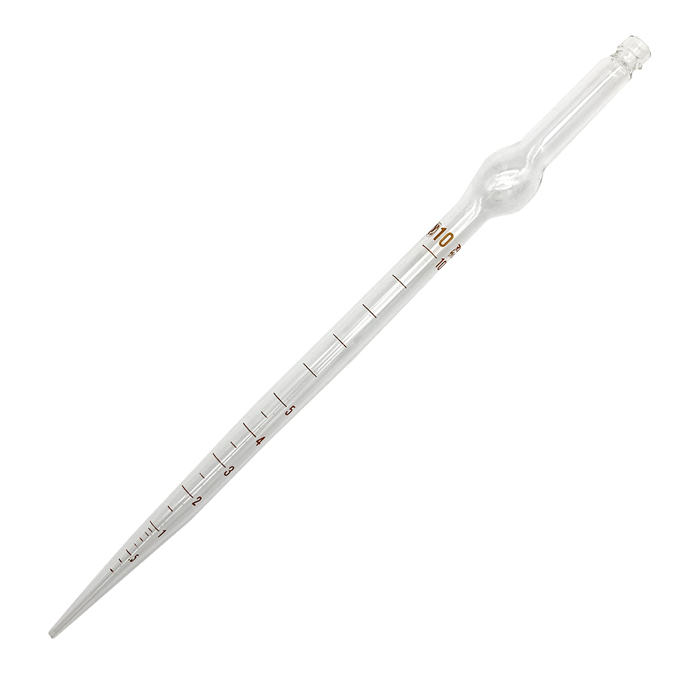 駒込ピペット（見やすい印刷目盛・硬質ガラス製） 10mL　10本入 0801-05