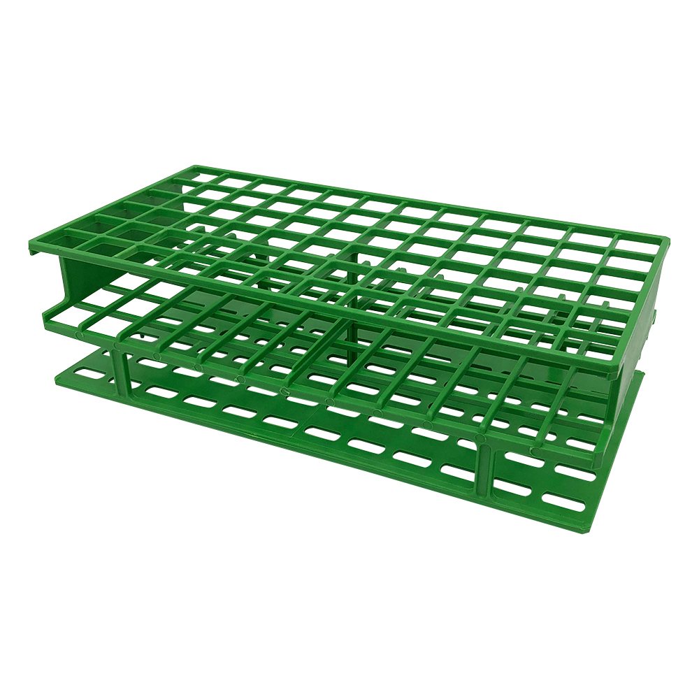 アンワイヤー試験管立 φ16mm×72本 グリーン 5970-0416