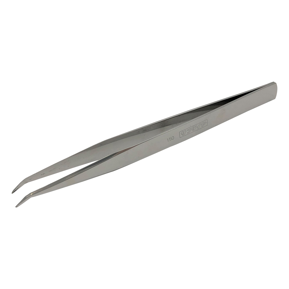 ステンレス製ピンセット 先曲 AA150mm