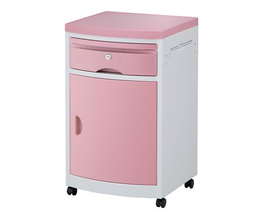床頭台（鍵付き） ピンク