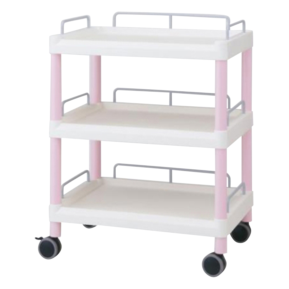 モバイルイージーカート(ガード枠付き：ピンク) 引出しなし 3段 645×444×835 ME21F