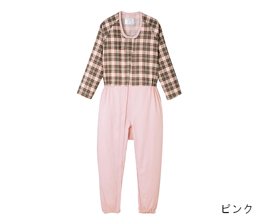 介護寝巻き コンビネーション（フルオープン型） タータンピンク L 5738-TA
