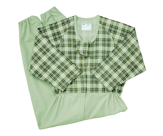 介護寝巻き コンビネーション（フルオープン型） タータングリーン M 5738-TA