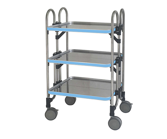 折りたたみ式ワゴン 613×505×958mm 3段 ブルー HEA-3B