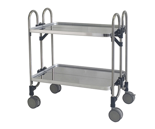 折りたたみ式ワゴン　763×505×838mm　2段　シルバー