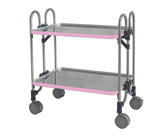 折りたたみ式ワゴン 763×505×838mm 2段 ピンク HEAM-2P