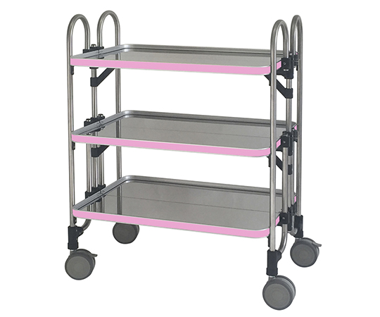 折りたたみ式ワゴン 763×505×958mm 3段 ピンク HEAM-3P