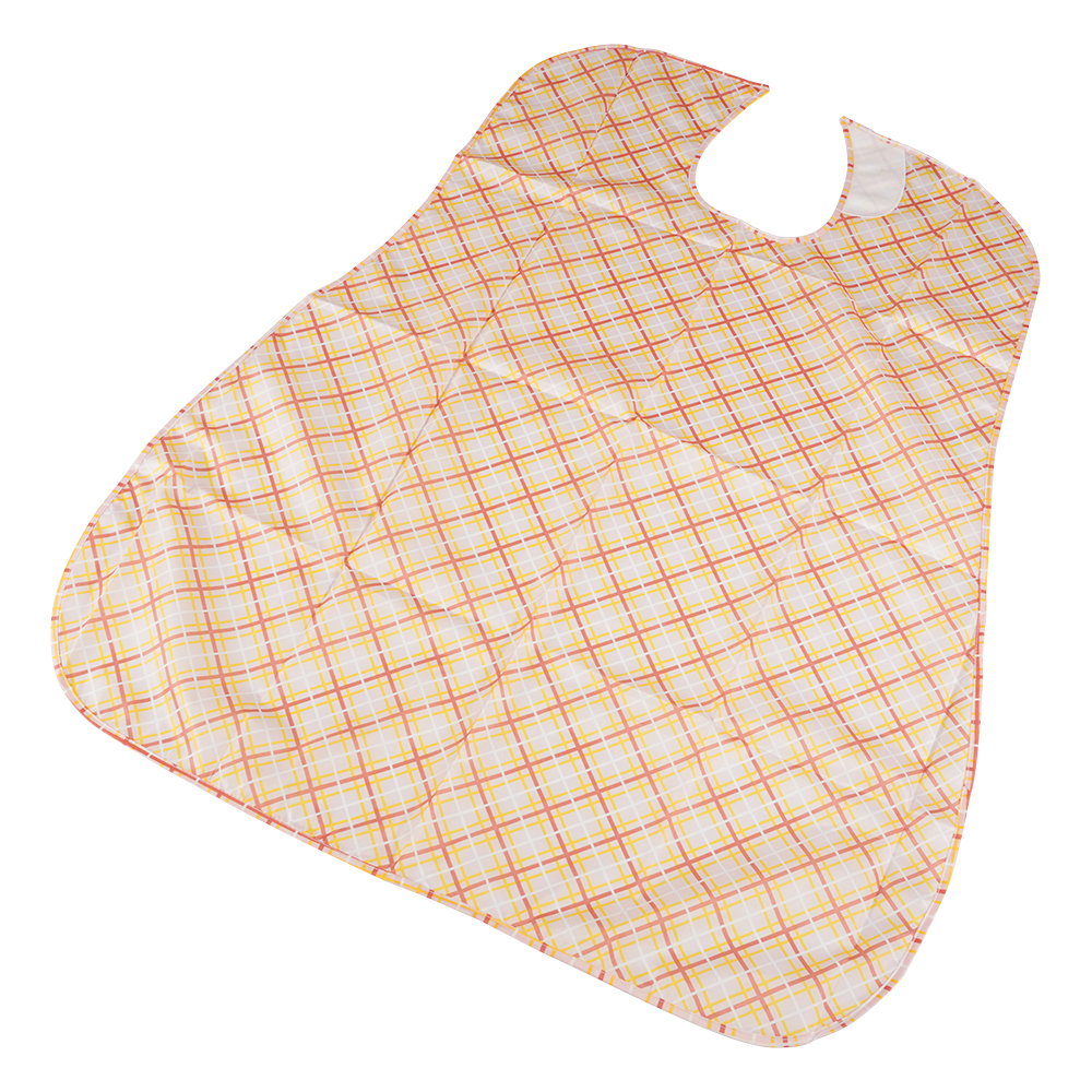 さわやか食事用エプロン チェック ピンク