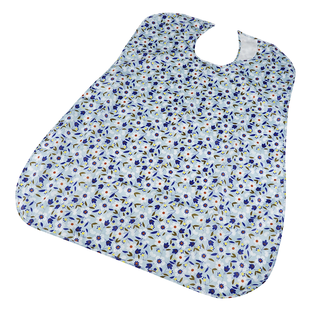 さわやか食事用エプロン 花びら ブルー
